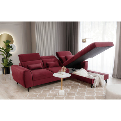 Foble Sectional Storage Sleeper Chaise Sofa - Burgundy