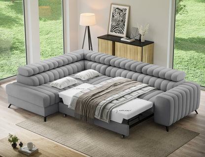 Kanedo Storage Sleeper Sectional Sofa - Grey