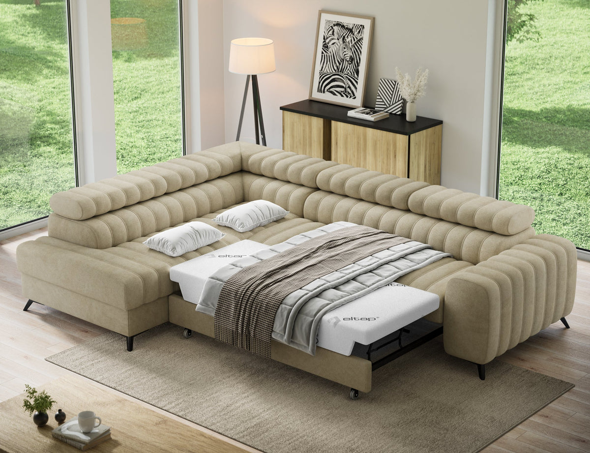 Kanedo Storage Sleeper Sectional Sofa - Beige