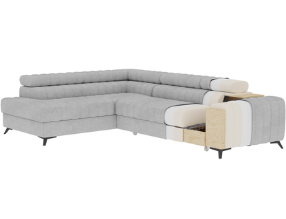 Kanedo Storage Sleeper Sectional Sofa - Grey