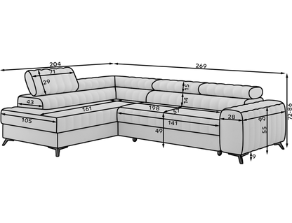 Kanedo Storage Sleeper Sectional Sofa - Grey
