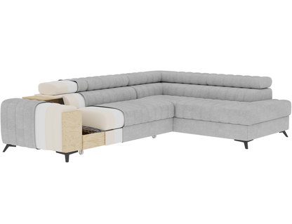 Kanedo Storage Sleeper Sectional Sofa - Grey