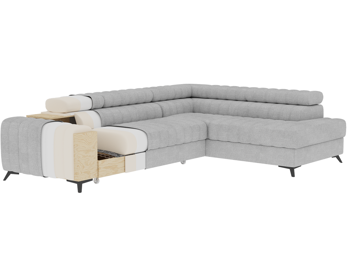 Kanedo Storage Sleeper Sectional Sofa - Mocha Brown
