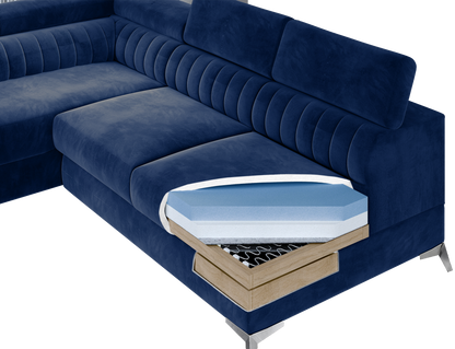Laurence Sectional Storage Sleeper Chaise Sofa - Blue