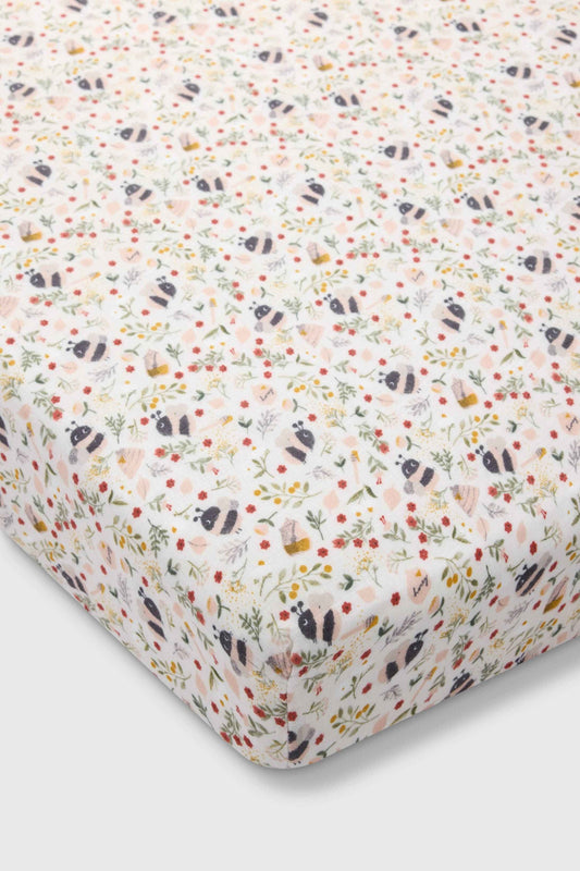 Muslin Fitted Crib Sheet - Bumble Bees
