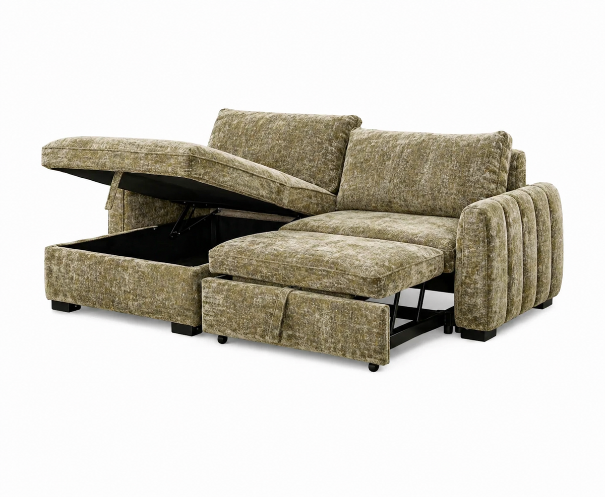 Amira Pullout Sleeper Sectional with Storage Chaise