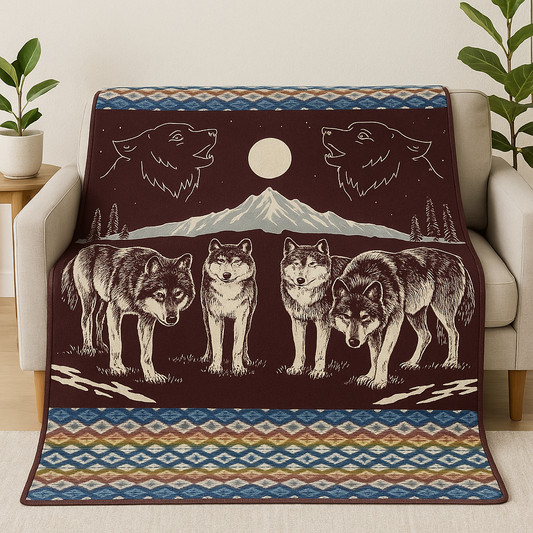 OLDTRIBES™ Wolf Pack Reversible Alpaca Blanket