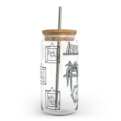 Book ShelvesClear Glass Can with Bamboo Lid