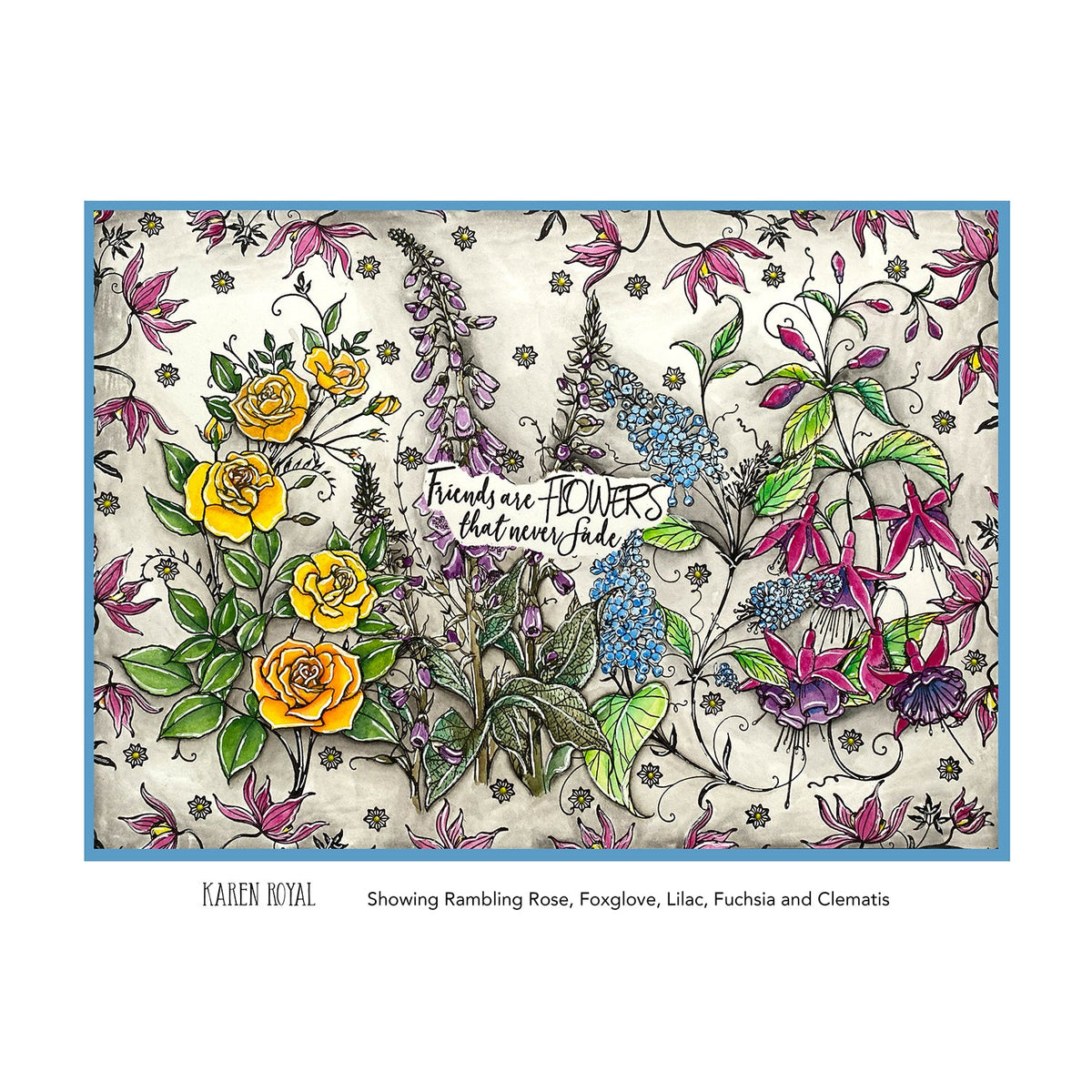 Pink Ink Designs Classic Clematis A5 Clear Stamp Set