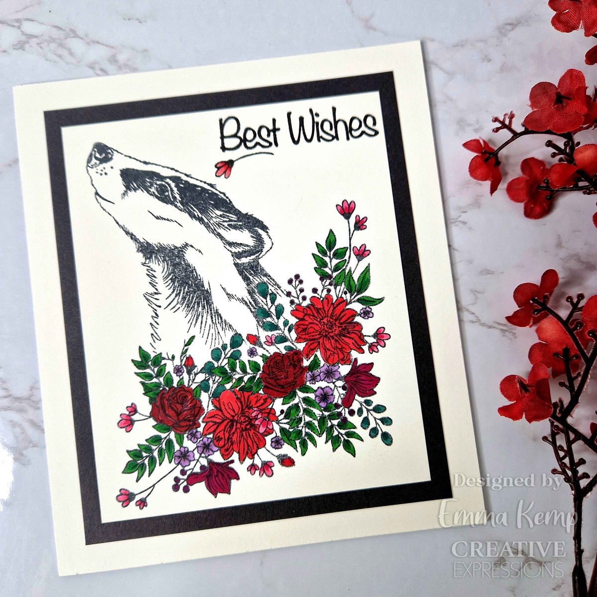 Creative Expressions Designer Boutique Floral Wishes 6 in x 4 in Stamp Set