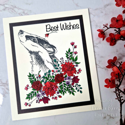 Creative Expressions Designer Boutique Floral Wishes 6 in x 4 in Stamp Set