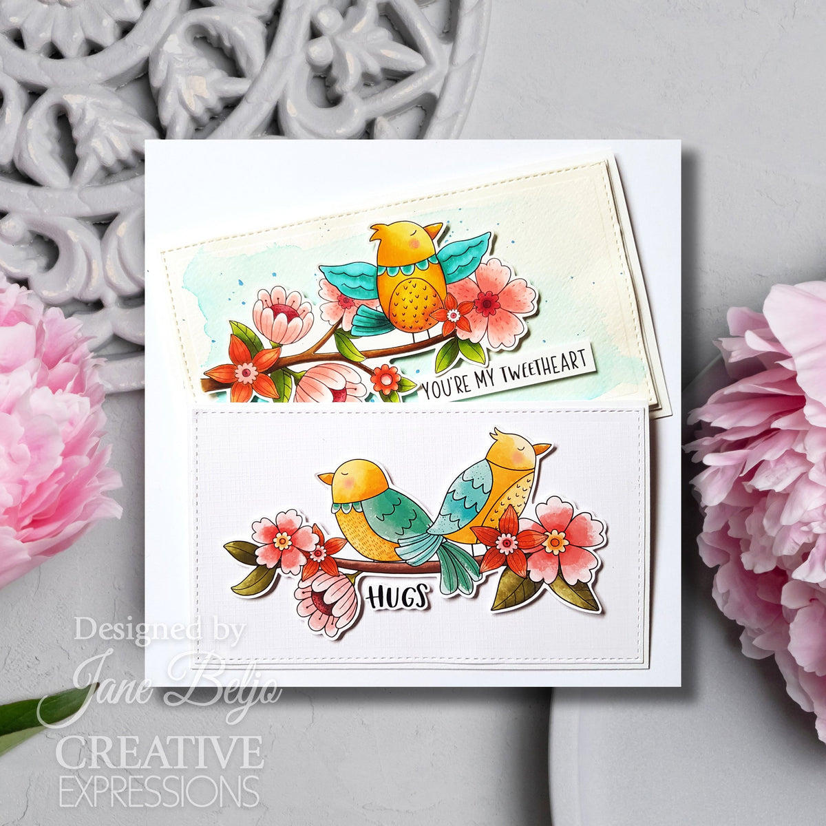Creative Expressions Jane's Doodles Birdsong Blooms 6 in x 8 in Clear Stamp Set