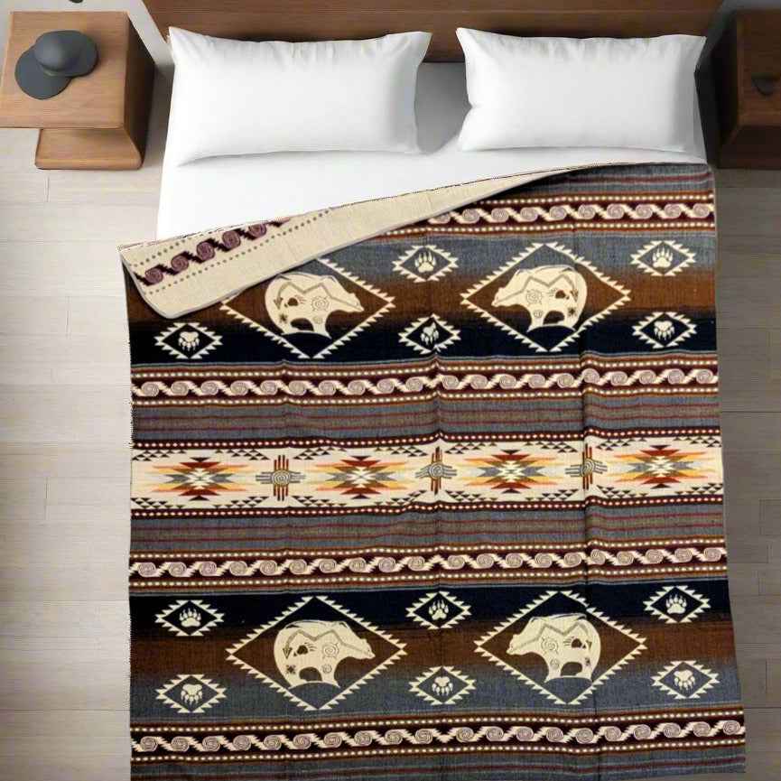 OLDTRIBES™ Bear Cubs Reversible Alpaca Blanket