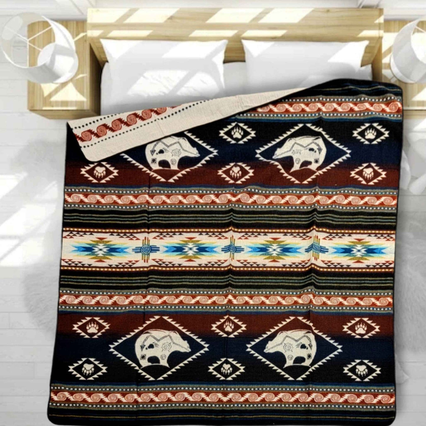 OLDTRIBES™ Bear Cubs Reversible Alpaca Blanket