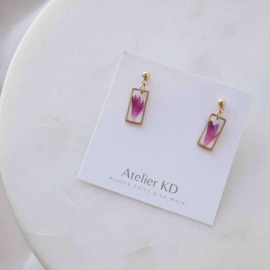 Boucles d'oreilles Lucy - fuschia  (petit 12mm)