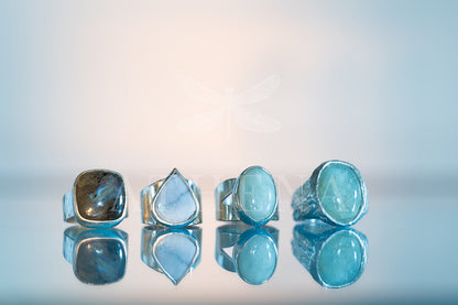 Passage Ring | Square-Cut Labradorite in Sterling Silver | Handcrafted Jewelry | One-of-a-Kind