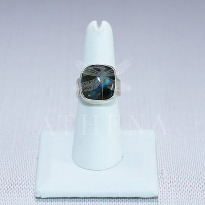 Passage Ring | Square-Cut Labradorite in Sterling Silver | Handcrafted Jewelry | One-of-a-Kind