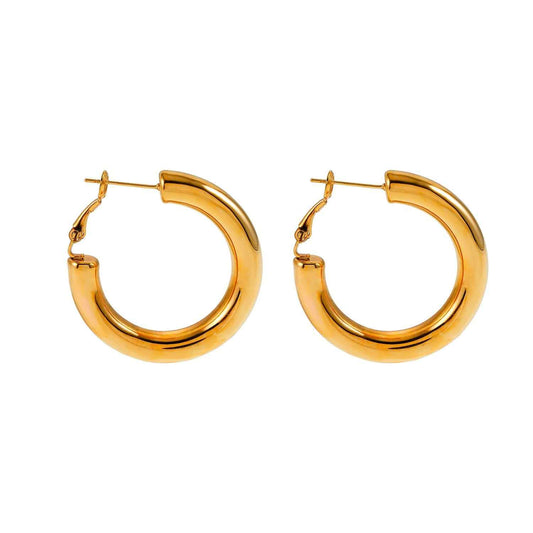 DERIVIER Gold: Semi-Wide Essential Hoop Earrings (3.5cm)