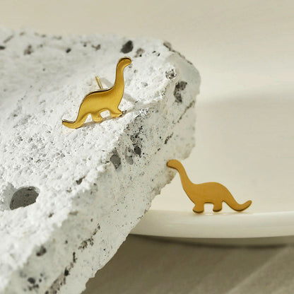 DINO: Dinosaur Stud Earrings in Gold