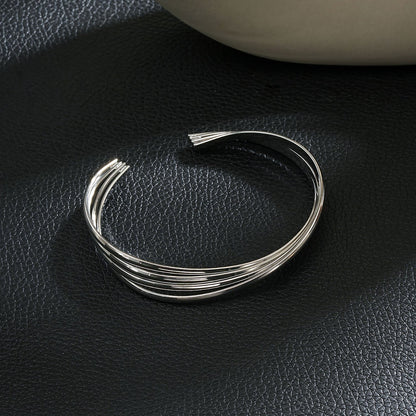 LIVIA Silver (White Gold): Geometric Lines Bracelet