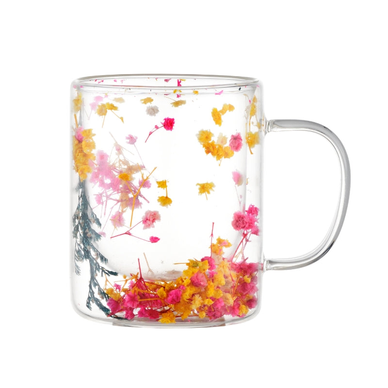 Coffee Cup Double-Walled with Floral Design 8 Oz - 1Piece