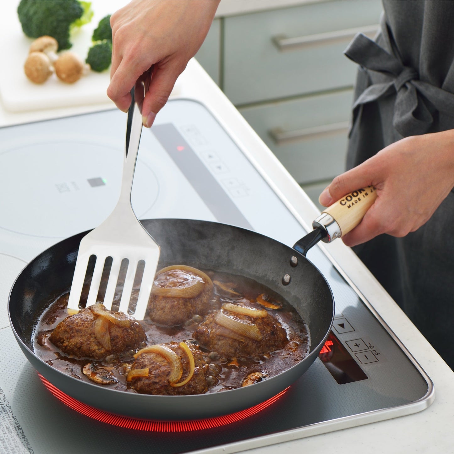 Yoshikawa Cook-Pal Ren Deep Frying Pan 24cm– Nitrided Carbon Steel, Made in Japan