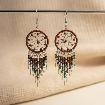 Brown/ dark green Dreamcatcher Dangles