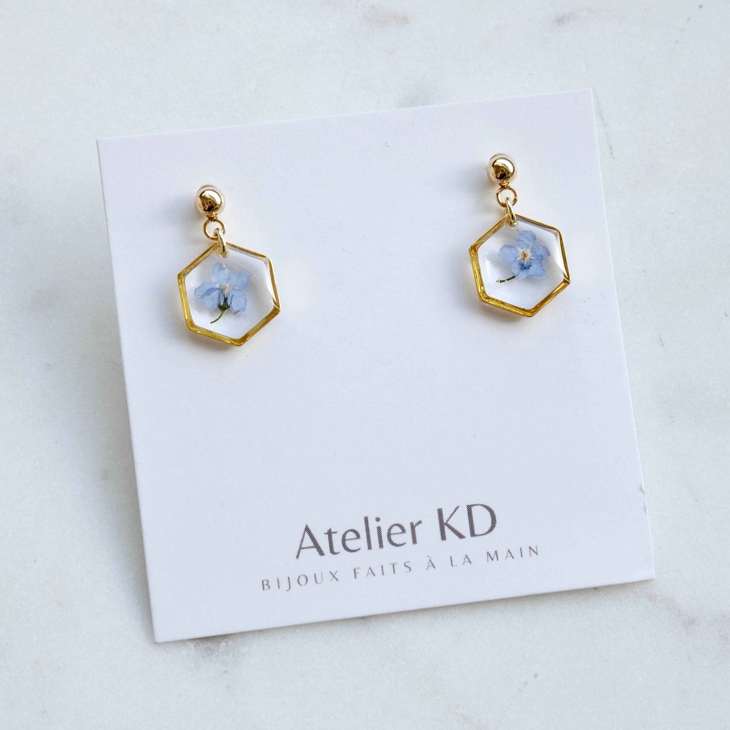 Boucles d’oreilles myosotis - hexa (mini 12mm)