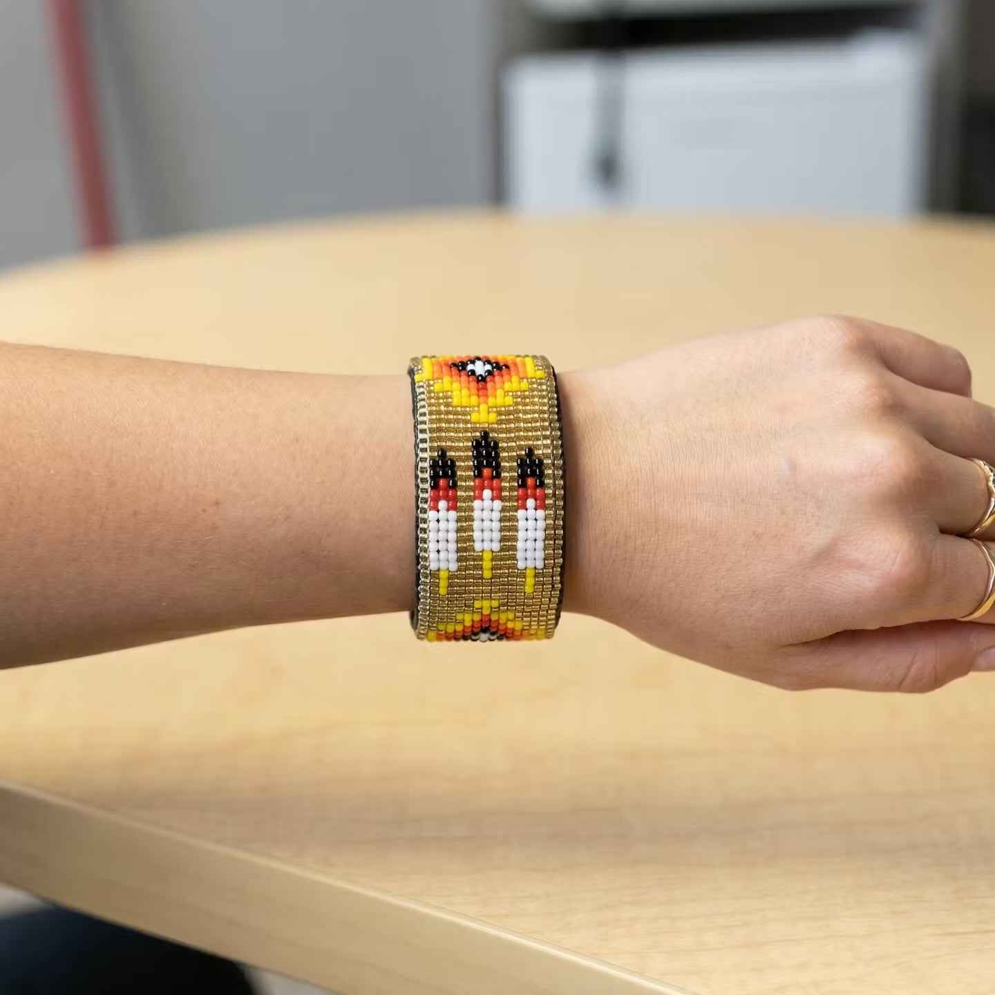 Beaded Cuff Bracelet(Golden)