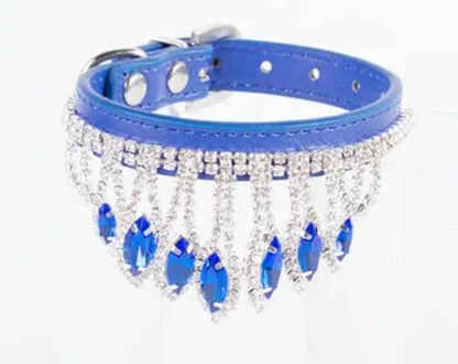 Sapphire Crown Dog Collar | Rhinestone Dog Collar