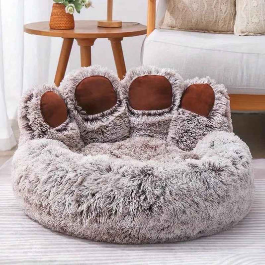 Bear Paw Hand Plush Pet Bed – Luxury Cozy Bed for Pets