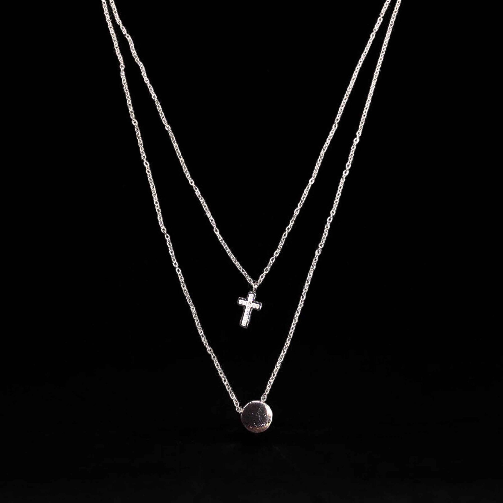 Cross Stainless Steel Necklace Pendants With Long Chain