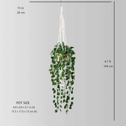 Elrey フェイク鉢植えマクラメハンギングプラント (1.4m)