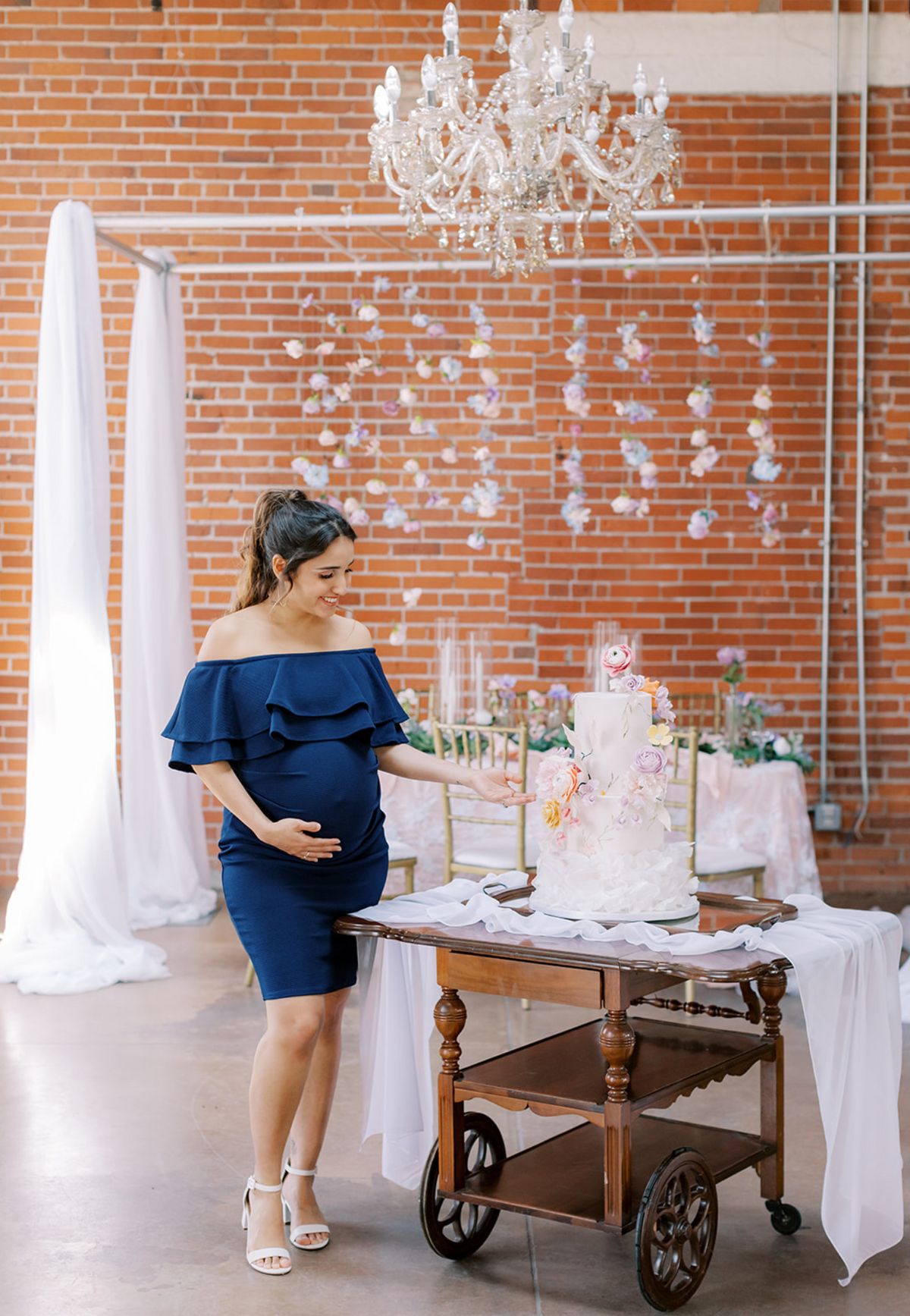 Double Ruffle Off Shoulder Maternity Dress