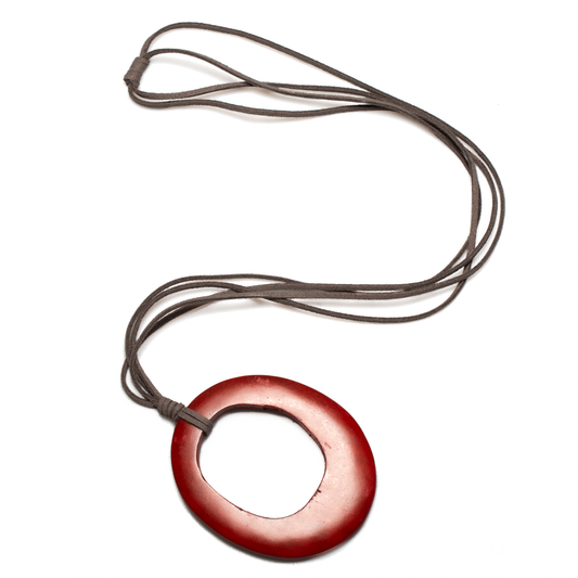Simple Oval Pendant On Suede