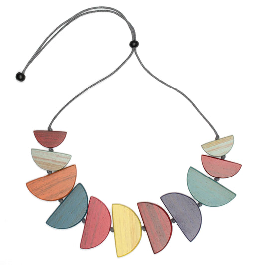 Tinted Wood Half Moon Necklace