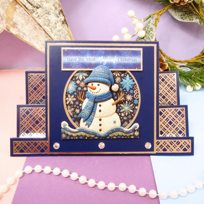 Festive Foiled Pattern Stepper Cards - Square Centrepiece