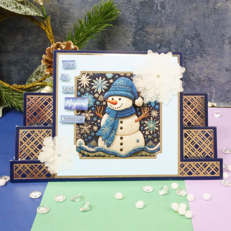 Festive Foiled Pattern Stepper Cards - Square Centrepiece