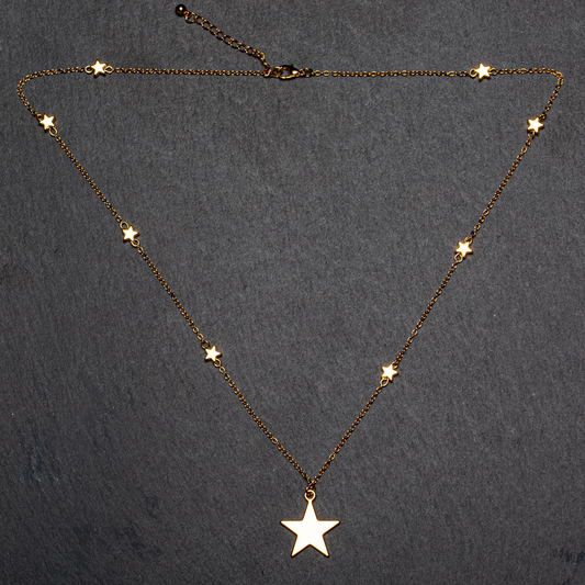 Star On Star Chain Necklace In Gold Plate
