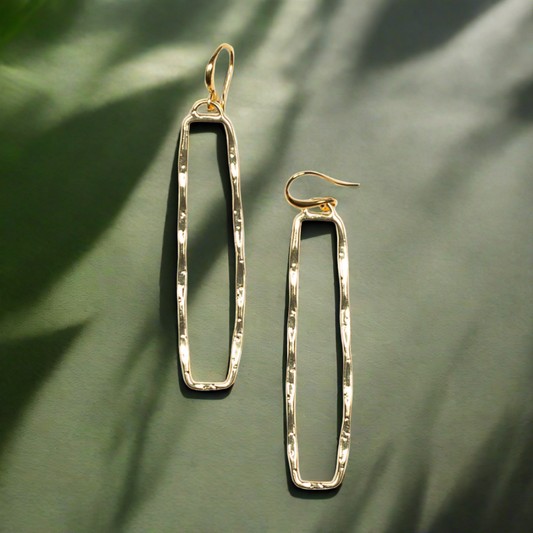Rectangular Drop Earrings - Gold Plate
