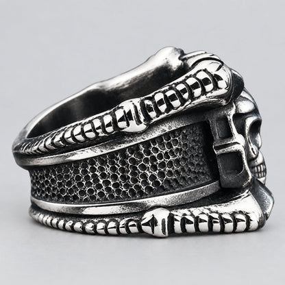 GoSteel Men's Bike Chain & Skull Ring | Stainless Steel Ring