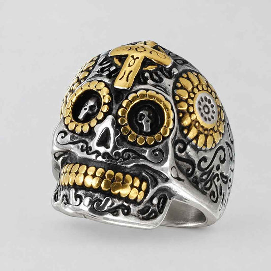 GoSteel Men's Sugar Skull Ring | Stainless Steel