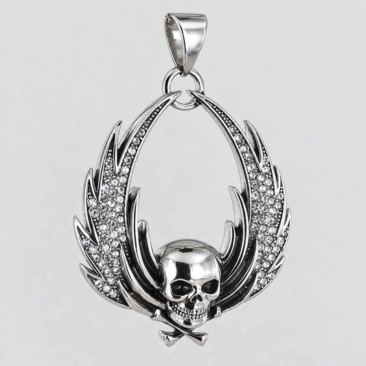 GoSteel Men's Skull & Wings Pendant | Stainless Steel