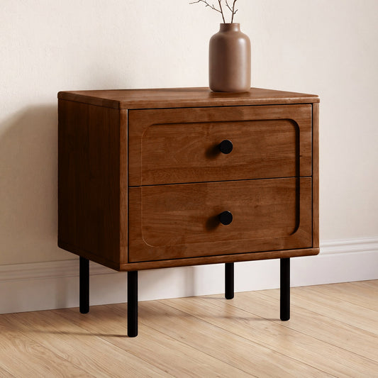 Savana Two Drawers Solid Wood Nightstand