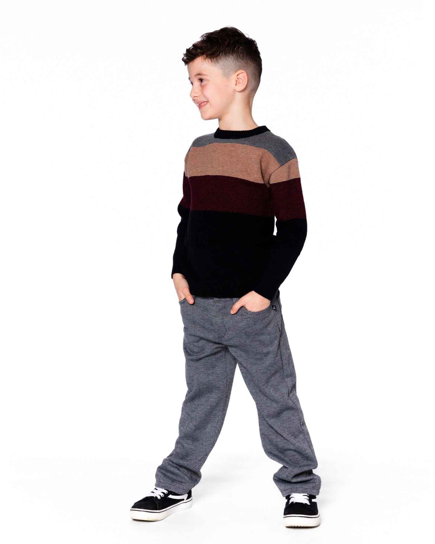 Stretch Jacquard Pants Grey Herringbone