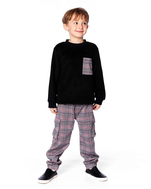 Plaid Cargo Pant Gray And Black