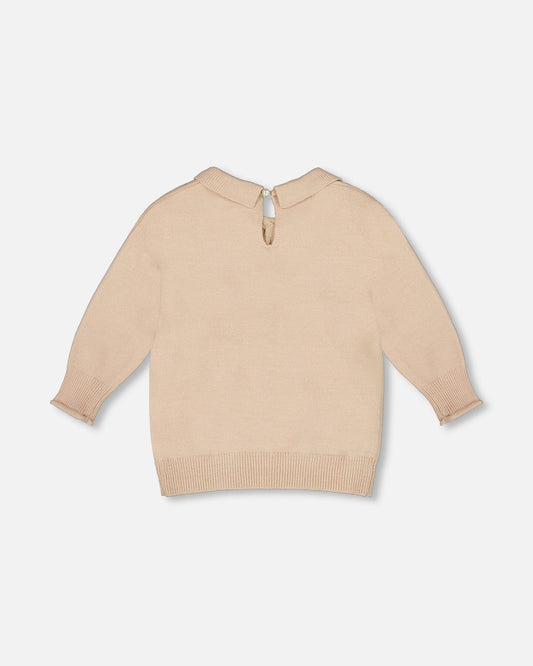 3/4 Sleeve Knitted Sweater Beige