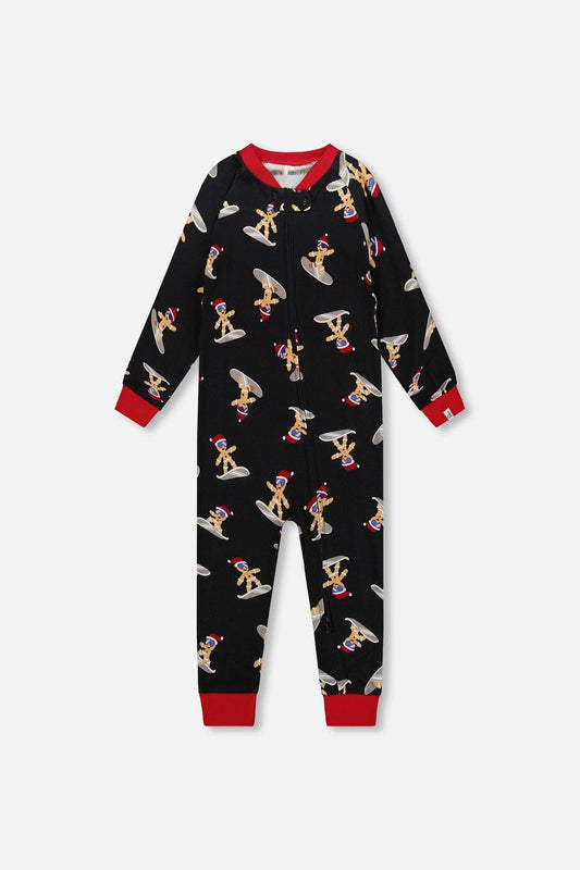 Organic Cotton Interlock One-Piece Pajama Black Cookie Print