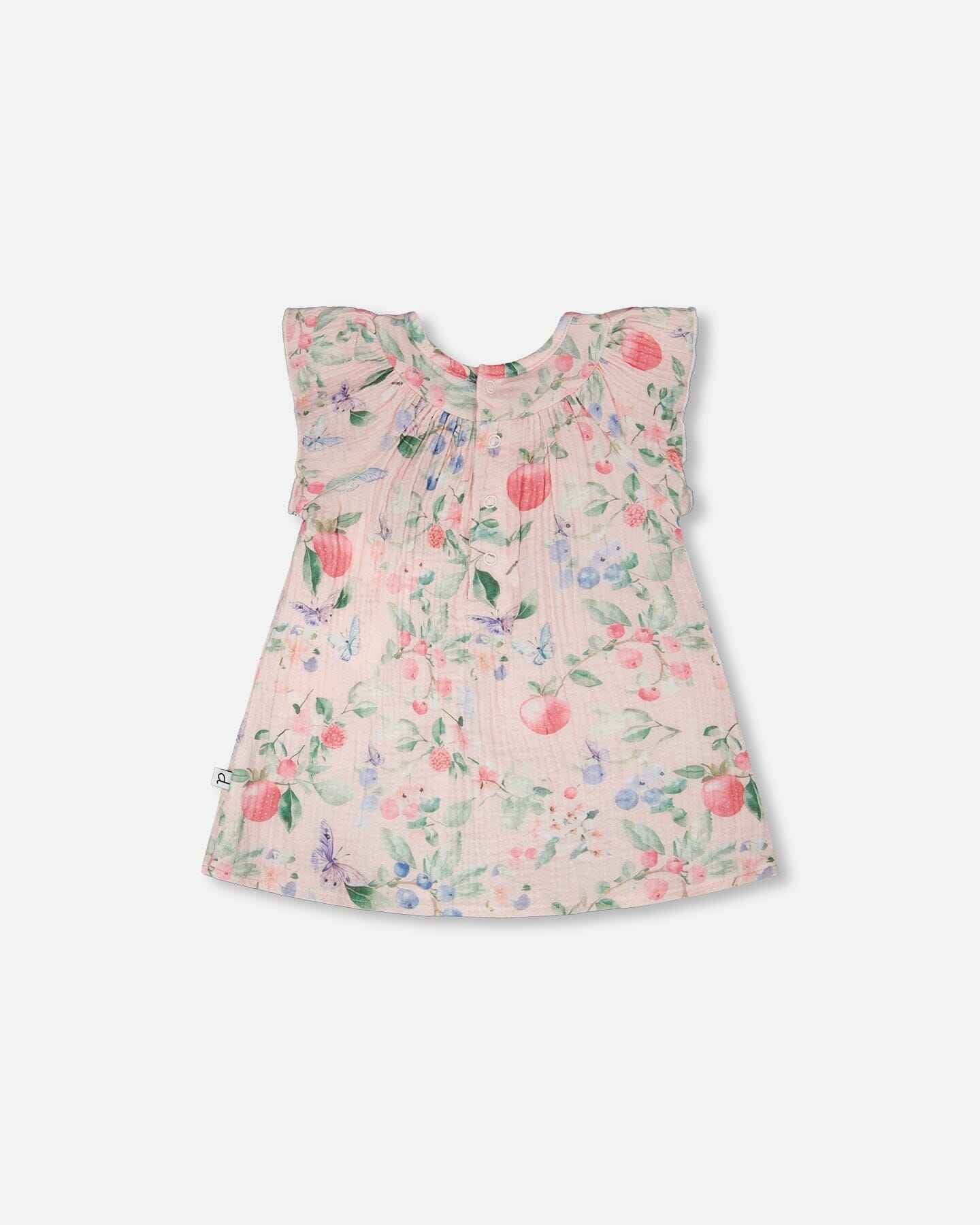 Cotton Muslin Dress And Bloomer Set Pink Printed Berries