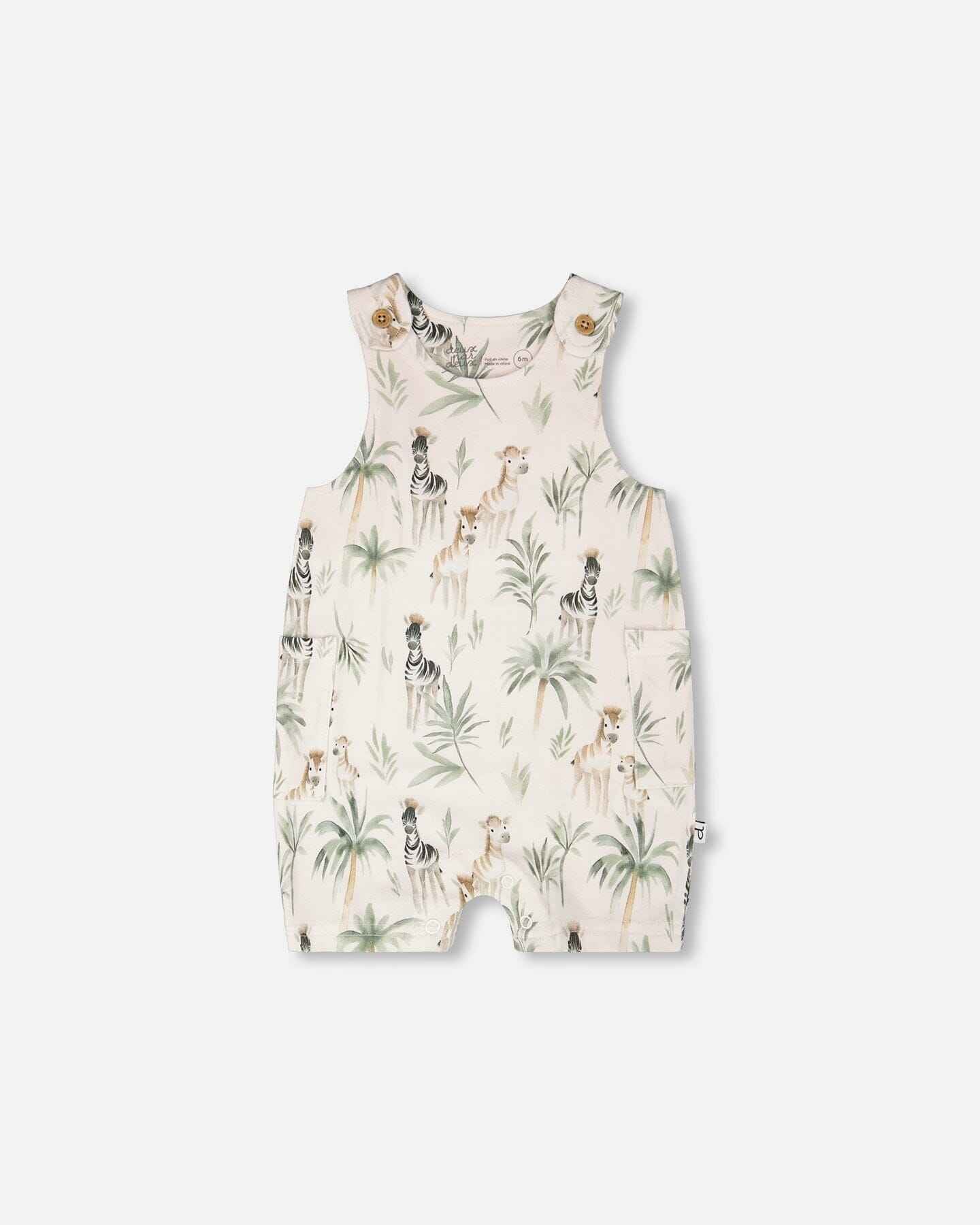 Organic Cotton Jersey Romper Beige Zebra Print